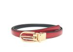 Red 1.5CM Womens Skinny Leather Belt With Gold Buckle