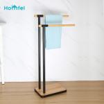 Modern Matt Black Bathroom Towel Holder , Metal Free Standing Towel Rack
