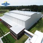 Red Iron I-Beam Frames Prefabricated Warehouse Buildings In Steel
