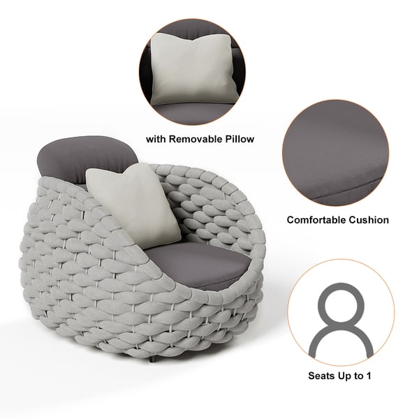 Outdoor Balcony Villa Commercial Rope Garden Set with Modern Design Style Sofa Lounge