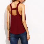 Plunging V-Neckline Cut Out Back Wrap Blouse Wholesale Chinese Clothing