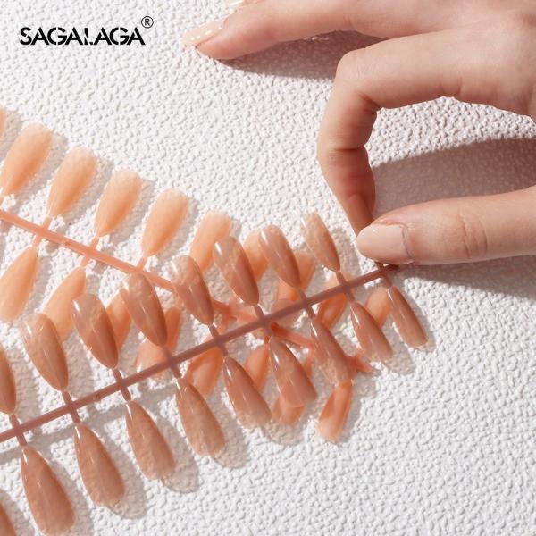 China Nail Art Salon Pre-designed Square Coffin Ballerina Medium Full Cover Frosted Long Nail Clear Soft Gel Nail Extension Tips factory