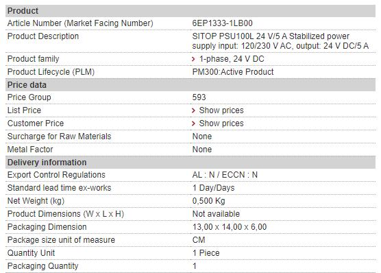 6EP1333-1LB00 6EP1 333-1LB00 Siemens Power Supply