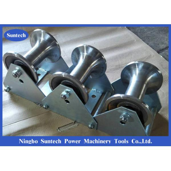 China Galvanized Frame Cable Pulling Roller With Three Aluminum Wheel factory