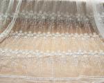 Embroidery Floral White Tulle Lace Fabric For Dress Clothing / Scarf / Curtain