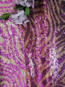 China Tiger Pattern Animal Design Embroidered Sequin Lace Fabric purple Color factory