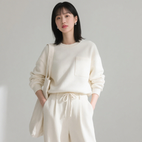 China Off White Polyester Sweatshirt Fabric Lightweight Casual Wear Fabrics 76GSM factory