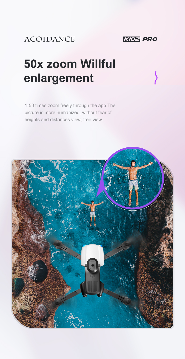 K102 Pro Mini Drone 4K HD Dual Camera Four-Way Obstacle Avoidance and Professional Optical Flow Technology for Long Range