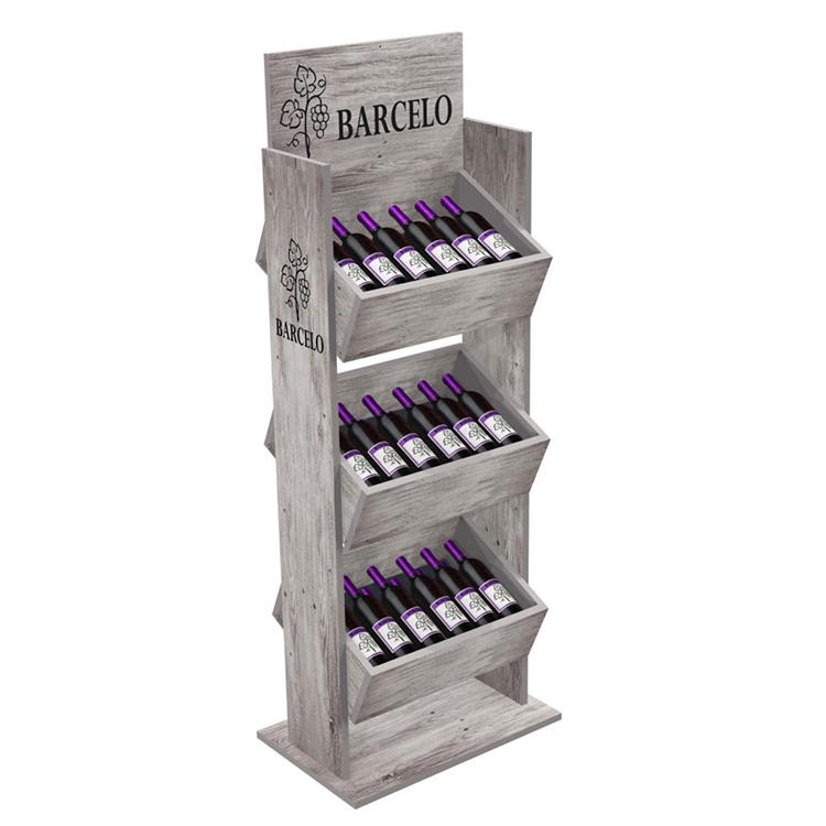 Custom Vitamin Products Display Stand Floorstanding Wooden Display Shelf for Drug Store