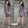 Buy cheap flower and phoenix patterns printed women fashion short dress with puff sleeve from wholesalers