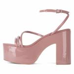 Glazed Leather Womens Wedge Heeled Shoes