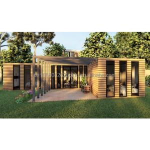 China Wooden Container House EU Best Design Wood Grain Glass 20ft 40ft Prefab Home Luxury Container Home Prefab Houses Modern factory