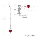 0.58m 3.3g Sterling Silver Heart Earrings Zircon Long Drop Chain Earrings ODM