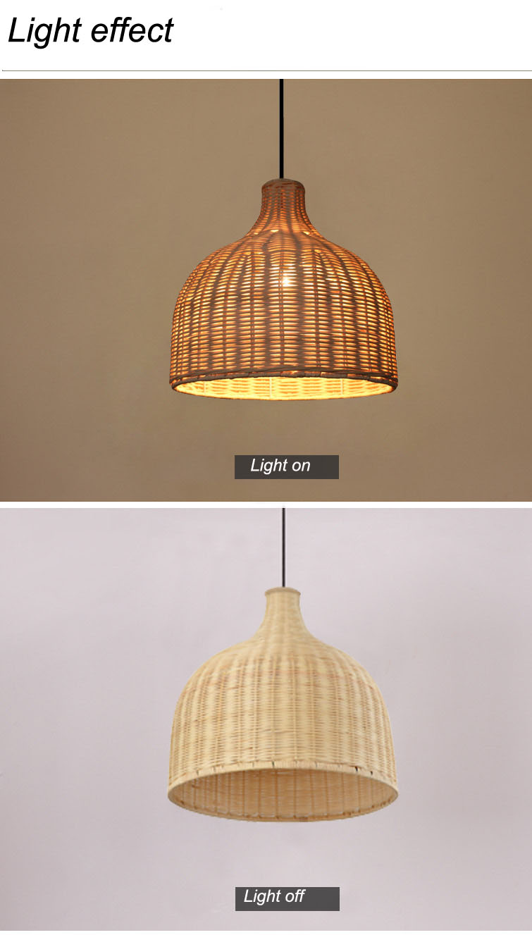 Bamboo Rattan Pendant Lights Round Shape For Indoor Lighting
