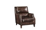 Industrial Retro Vintage Cigar High Back Leather Armchair With Solid Wood Legs