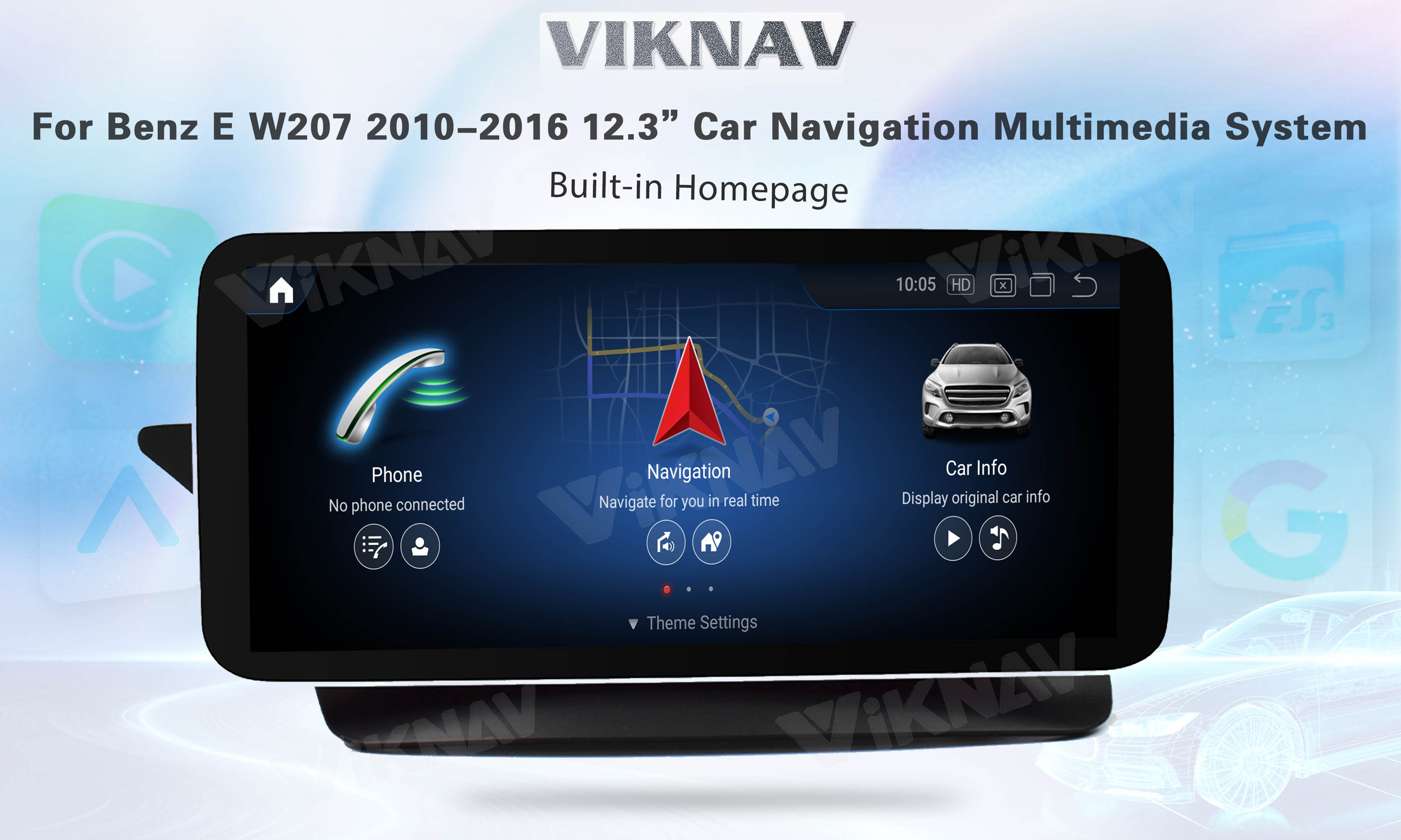 Viknav 12.3 Inch Android Car Radio For Mercedes Benz E W207 2010-2016 GPS Navigation DVD Multimedia Player(NTG4.0)