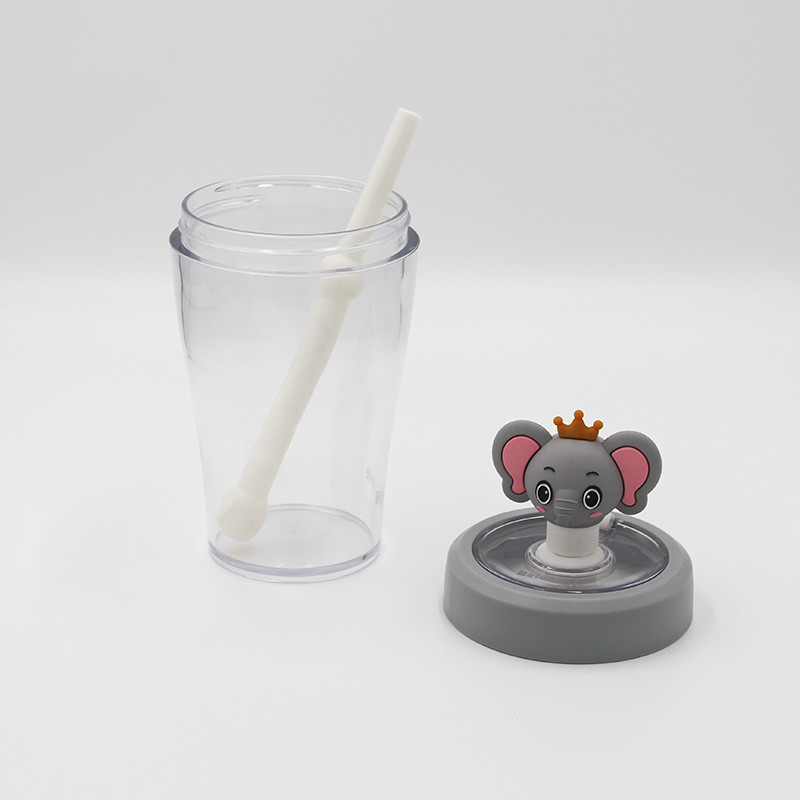 Customized Reusable Straw Water Bottle Plastic Baby School Drinking
