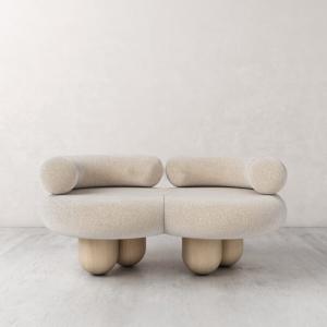 China Fabric Leisure Chair Flannel Solid Wood Special-Shaped Single Sofa Love Seat factory