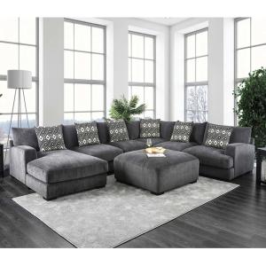 China Sectional Sofa with Pillows and Memory Foam, Gray Chenille factory