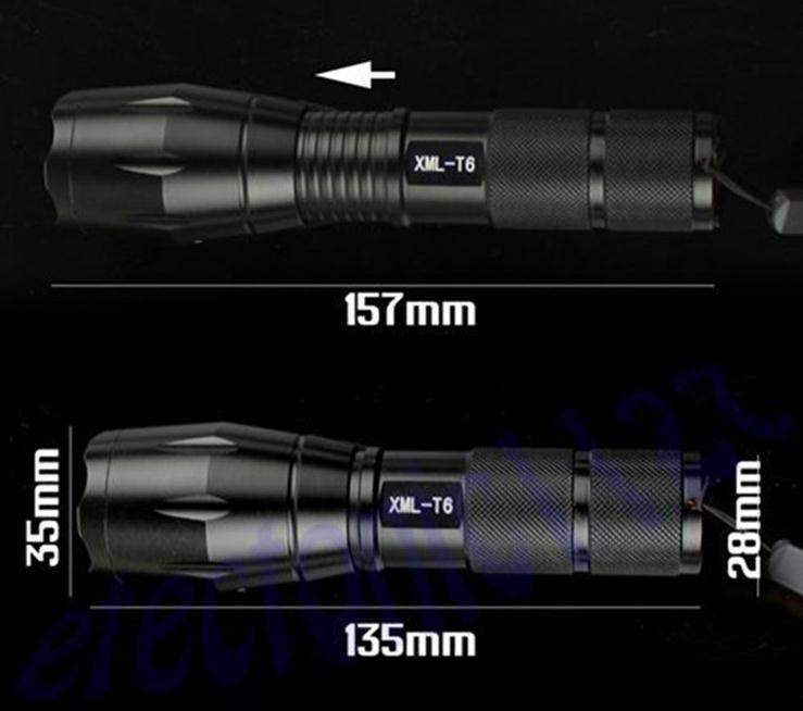 Dry Batteries Powered E17 CREE XM-L T6 2000Lumens Zoomable CREE LED Flashlight Torch