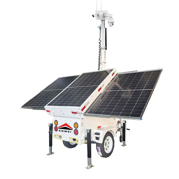China Continuous Power Supply Solar Panels High Definition Camera Trailer For Parking Lot Monitoring factory