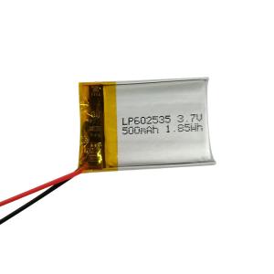 China LP602535 3.7V 500mAh Lithium Polymer Battery with IEC62133 Certification and Contant Discharge Current 1C factory