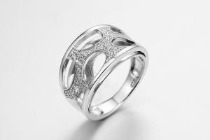 China Round Hole Cubic Zirconia Eternity Ring 4.93g Sterling Silver Rings For Women factory