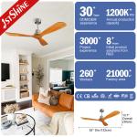 6 Speeds Choice Wood Ceiling Fan With Remote Control 3 Wooden Blade DC Motor