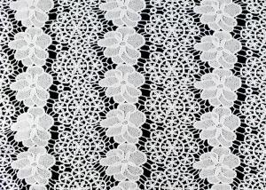 China White Floral Guipure Heavy Embroidered Lace Fabric For Dress SGS Verified factory