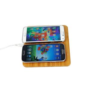 China Double use charging 2 phone at same time wooden dual QI wireless charger factory