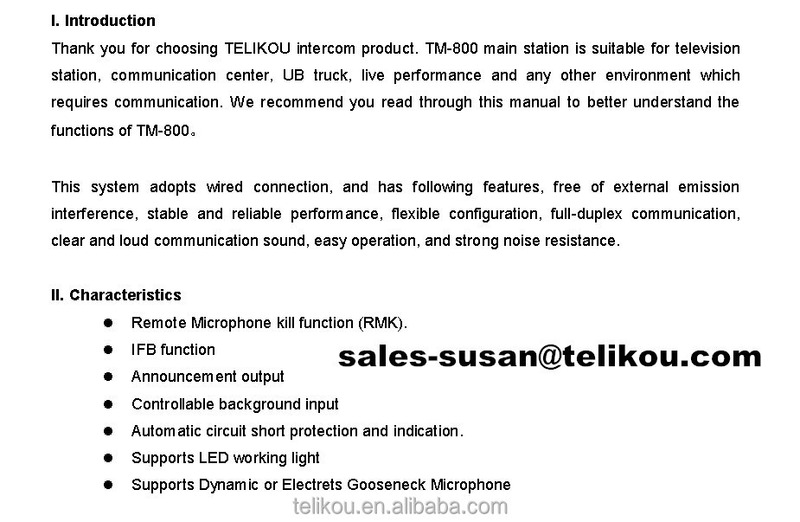 TELIKOUTM-800 Eight channel wired master station for broadcast intercom system studio room ,live streaming cheap intercom system