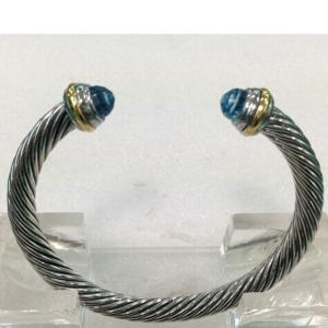 China (B-16)Fashion jewelry Cable Classic Bracelet with Blue Topaz and Gold For Women factory