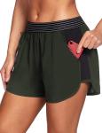 Brief Elastic Waistband Women'S Sports Shorts Womens Biker Shorts Side Pockets