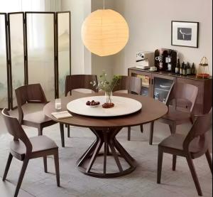 China 5 Star Hotel Restaurant High Quality Solid Wood Round Dinning Table 6-Seat factory