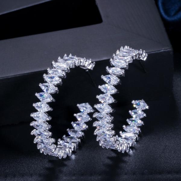 Cubic Zirconia Earrings for Women Engagement Wedding Luxury Inlay Brilliant CZ
