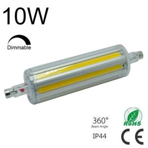 China Dimmable 10W led COB R7S light Epistar 118mm Aluminum heatsink 360 degree diameter R7S lamp replacement halogen lamp factory