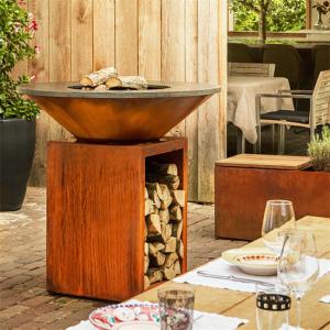 China Prerusted Corten Steel Round Fire Pit Camping 120cm Corten Steel Fire Pit factory