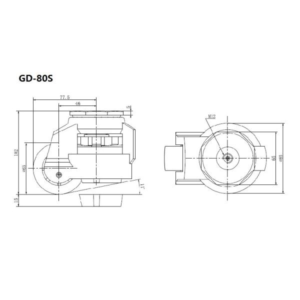 EDL 50kg-1000 Kg Caster Wheels , Threaded Leveling Castor Wheels GD Series GDS