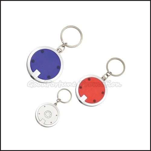 Customed promotion round advertising led flashlight torch keychain keyrings