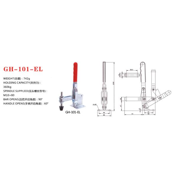 101EL Quick Release Toggle Clamp U Bar Flange Base Red Straight Handle