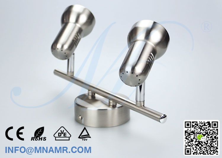 Hot Sale Double Heads LED Vanity Light Fixtures Nickel Matt Come With 2x5W GU10 LED Lamp Warm White Emitting Color