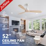 6 Speeds Choice Wood Ceiling Fan With Remote Control 3 Wooden Blade DC Motor