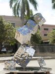 Silver color Hotel Lobby Sculpture Geometric Water Waves Three Dimensional Rubik