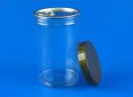 680Ml Low Profile Plastic Jars , Transparent PET Jar With Aluminium Lid
