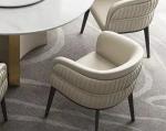 Modern Hotel Restaurant Furniture Genuine Leather Metal Dining Chair