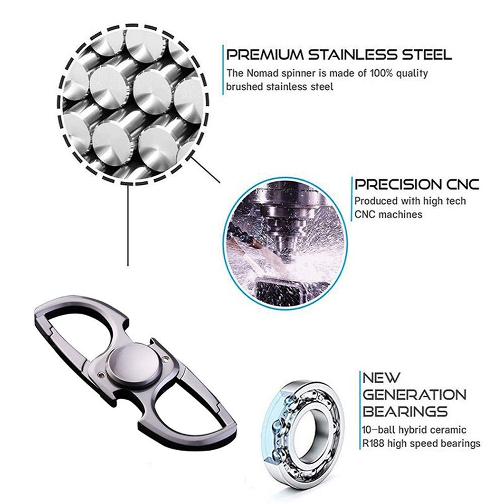 Unisex Metal Keychain Bottle Opener Fidget Spinner Toy for Anxiety and Stress Relief