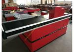Supermarket Design Retail Cash Register Table / Cashier Desk With Conveyor Belt