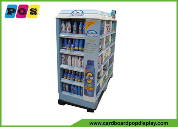 Point Of Purchase Cardboard Display Shelves Glossy Lamination For Coppertone Sun