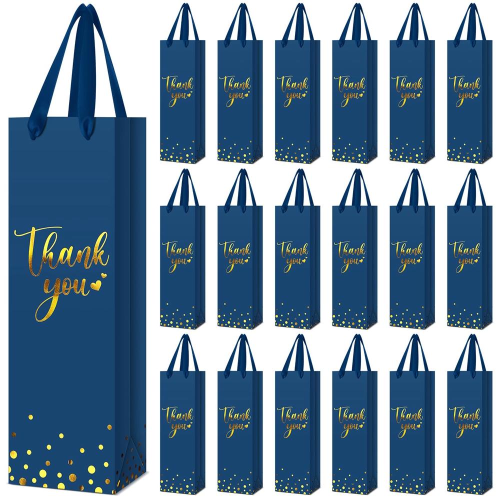 Custom Printed Kraft Paper Wine Bottle Gift Shopping Bag with Hand Length Handle