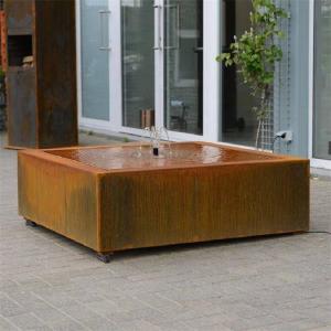 China 120*120*40cm Rusty Square Corten Steel Water Feature Fountain factory
